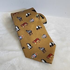 NFL Super Bowl XXXII 32 Football Silk Gold Animal Print Necktie NWT